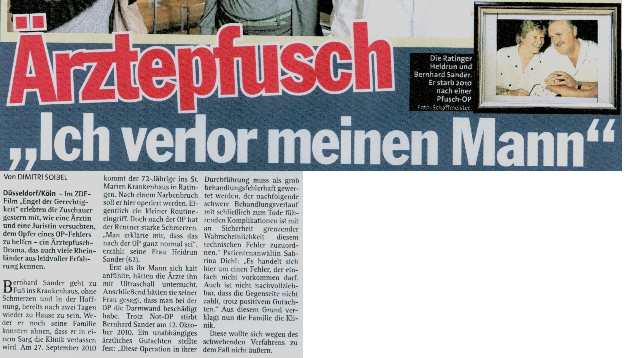 Express vom 25.11.2013   Ärztepfusch   Ich verlor meinen Mann, Köln, Düsseldorf, Sabrina Diehl, OP Fehler