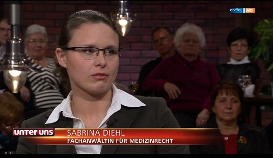 MDR Unter Uns vom 28.11.2014 Kaiserschnitt ohne wirksame Betäubung Sabrina Diehl Fachanwältin für Medizinrecht Patientenanwältin Leipzig Geburt Arztfehler Oberhausem Marl