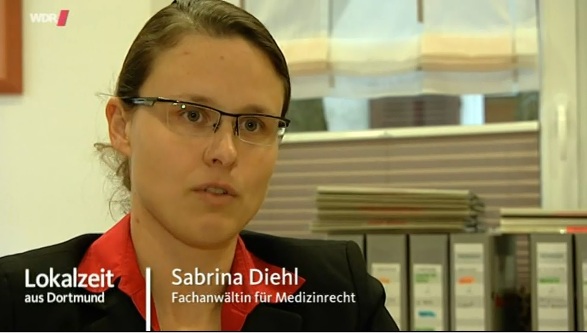 WDR Lokalzeit Dortmund vom 13.10.2014 Tod durch Diclofenac Allergie Sabrina Diehl Fachanwältin Medizinrecht Oberhausen Marl