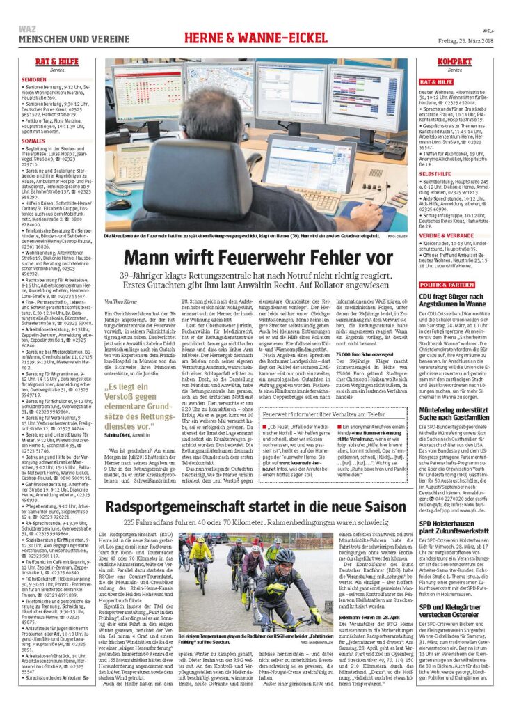 WAZ Herne vom 23.03.2018 – Mann wirft Feuerwehr Fehler vor